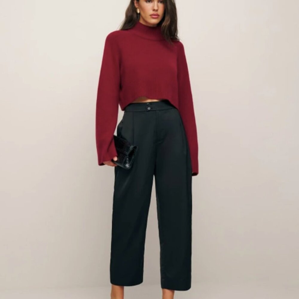 Reformation High Waist Cropped Pants Black Size 0 NWT